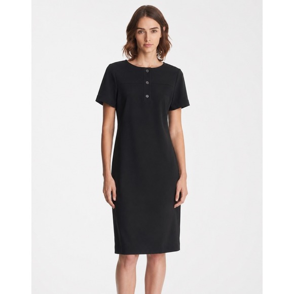 Karl Lagerfeld Dresses & Skirts - Karl Lagerfeld Paris Black Shift Dress Button Detail Short Sleeve Size 8
